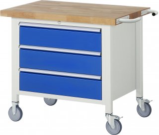 Fahrbare Werkbank 8257 | B1000xT700xH880-1080mm | 3xSchublade-VA