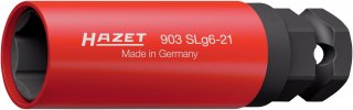 HAZET Schlag- | Maschinenschrauber Steckschlüsseleinsatz 903SLG6-21 ∙ 1/2 Zoll (12,5 mm) Vierkant hohl | 24 mm Außen-Sechskant ∙ A