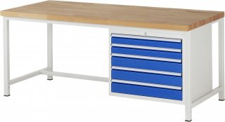 Werkbank höhenverstellbar 8271A1 | B2000xT900xH840-1040mm | 5xSchublade-VA