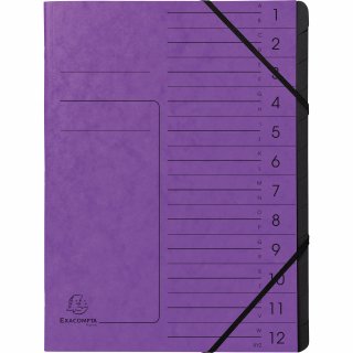 Exacompta Ordnungsmappe 541208E DIN A4 12Fächer Karton violett