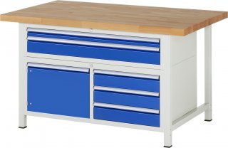 Werkbank höhenverstellbar 8922A2 | B1500xT900xH840-1040mm | 5xSchublade-VA | 1xTür