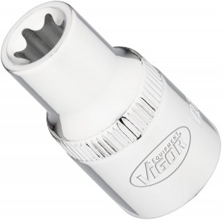 VIGOR T Steckschlüsseleinsatz ∙ V2732N ∙ 1/2 Zoll (12,5 mm) Vierkant hohl ∙ Außen TORX® Profil ∙ SW E12