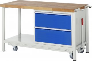 Werkbank mit Fahrgestell 8255 | B1500xT700xH880mm | 2xSchublade-TA