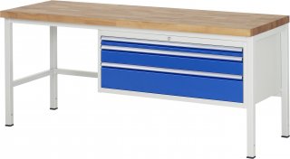 Werkbank höhenverstellbar 8326A1 | B2000xT700xH840-1040mm | 3xSchublade-VA
