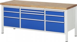 Werkbank höhenverstellbar 8756A2 | B2000xT700xH840-1040mm | 10xSchublade-TA