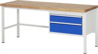 Werkbank höhenverstellbar 8223A1 | B2000xT700xH840-1040mm | 2xSchublade-VA