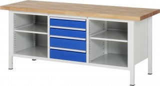 Werkbank höhenverstellbar 8566A2 | B2000xT700xH840-1040mm | 4xSchublade-VA