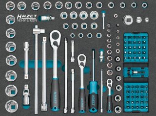 HAZET Steckschlüssel Satz 163-513/122N ∙ 1/4 Zoll (6,3 mm) Vierkant hohl | 3/8 Zoll (10 mm) Vierkant hohl | 1/2 Zoll (12,5 mm) Vie