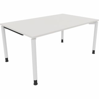 Schreibtisch Vierfuß Rundrohr B1600xT1000xH680-820 ws/Weiß