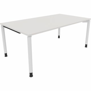 Schreibtisch Vierfuß Rundrohr B1800xT1000xH680-820 ws/Weiß