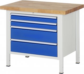 Werkbank höhenverstellbar 8261A2 | B1000xT700xH840-1040mm | 4xSchublade-VA