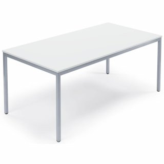 Konferenztisch 1400x720x800mm Platte weiß Gestell silber