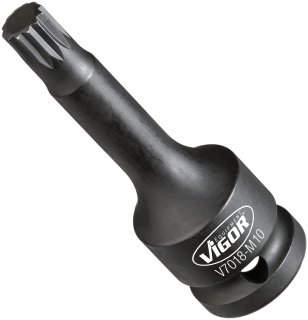 VIGOR Schlagschrauber Schraubendrehereinsatz ∙ V7018-M10 ∙ 1/2 Zoll (12,5 mm) Vierkant hohl ∙ Innen Vielzahn Profil XZN ∙ SW M10