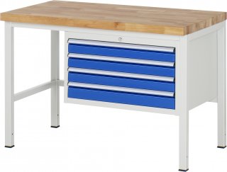 Werkbank höhenverstellbar 8233A1 | B1250xT700xH840-1040mm | 4xSchublade-VA