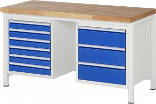 Werkbank höhenverstellbar 8183A1 | B1500xT700xH840-1040mm | 9xSchublade-VA