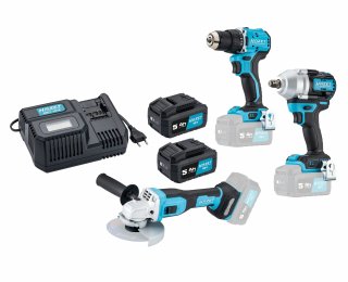 HAZET Akku-Bohrschrauber ∙ 1/2″ Akku-Schlagschrauber ∙ Akku-Winkelschleifer Satz ∙ 18 Volt 9500P-1/6 ∙ 6-teilig