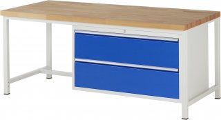 Werkbank höhenverstellbar 8355A1 | B2000xT900xH840-1040mm | 2xSchublade-VA