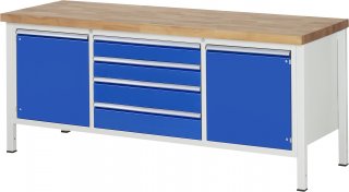 Werkbank höhenverstellbar 8752A2 | B2000xT700xH840-1040mm | 4xSchublade-TA | 2xTür