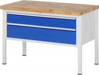 Werkbank höhenverstellbar 8323A2 | B1250xT700xH840-1040mm | 2xSchublade-VA