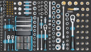 HAZET Steckschlüssel Satz 163-606/259 ∙ 1/4 Zoll (6,3 mm) Vierkant hohl | 3/8 Zoll (10 mm) Vierkant hohl | 1/2 Zoll (12,5 mm) Vier