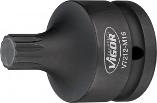 VIGOR Innensechskant Schlagschrauber Schraubendreher-Einsatz ∙ V7212-M16 ∙ 3/4 Zoll (20 mm) Vierkant hohl ∙ Innen Vielzahn Profi