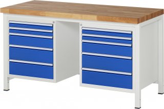Werkbank höhenverstellbar 8184A1 | B1500xT700xH840-1040mm | 10xSchublade-VA