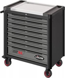 VIGOR Werkstattwagen Series XL ∙ Edelstahl-Arbeitsplatte ∙ mit Sortiment ∙ V4481-X/499 ∙ 514-teilig ∙ Anzahl Werkzeuge: 514