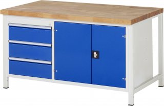 Werkbank höhenverstellbar 8904A2 | B1500xT900xH840-1040mm | 3xSchublade-TA | 1xTür
