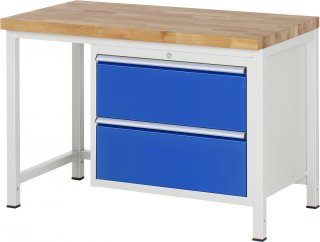 Werkbank höhenverstellbar 8255A1 | B1250xT700xH840-1040mm | 2xSchublade-VA