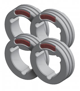 4 Drahtführungsrollen TWIN - Typ F - Ø 1,0/1,2 mm (rot/orange) - Stahl