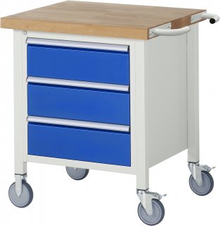 Fahrbare Werkbank 8157 | B750xT700xH880-1080mm | 3xSchublade-VA