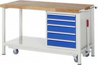 Werkbank mit Fahrgestell 8171 | B1500xT700xH880mm | 5xSchublade-VA
