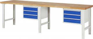 Werkbank höhenverstellbar 7127A1 | B3000xT700xH790-1140mm | 6xSchublade-VA