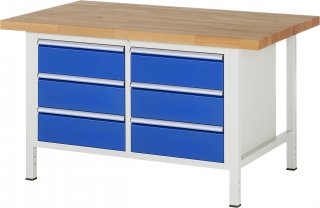 Werkbank höhenverstellbar 8473A2 | B1500xT900xH840-1040mm | 6xSchublade-VA