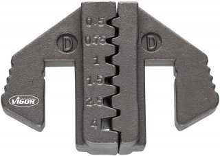 Crimp-Einsatz D: für Aderendhülsen mit und ohne Kragen von 0,5 – 4,0 mm<sup>2</sup> ∙ V2499-D