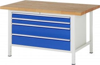 Werkbank höhenverstellbar 8361A2 | B1500xT900xH840-1040mm | 4xSchublade-VA