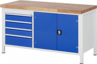 Werkbank höhenverstellbar 8905A2 | B1500xT700xH840-1040mm | 4xSchublade-TA | 1xTür