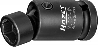 HAZET Kraft-Gelenk-Steckschlüsseleinsatz 900SG-15 ∙ 1/2 Zoll (12,5 mm) Vierkant hohl ∙ Außen-Tractionsprofil Sechskant ∙ SW 15 m