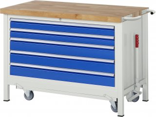 Werkbank mit Fahrgestell 8371 | B1250xT700xH880mm | 5xSchublade-TA